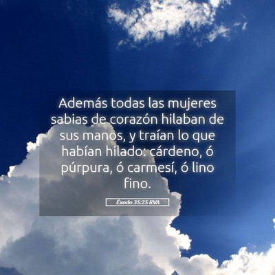 Picture 05 - Éxodo 35:25 RVA - Además todas las mujeres sabias de corazón - Bible Verse Picture