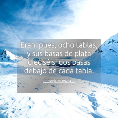 Picture 05 - Éxodo 36:30 RVA - Eran, pues, ocho tablas, y sus basas de plata - Bible Verse Picture
