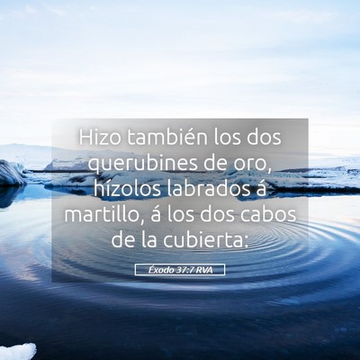 Picture 05 - Éxodo 37:7 RVA - Hizo también los dos querubines de oro, hízolos - Bible Verse Picture