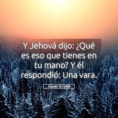 Picture 05 - Éxodo 4:2 RVA - Y Jehová dijo: ¿Qué es eso que tienes en tu - Bible Verse Picture