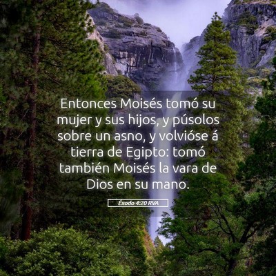 Picture 05 - Éxodo 4:20 RVA - Entonces Moisés tomó su mujer y sus hijos, y - Bible Verse Picture
