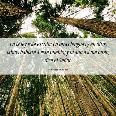 Picture 06 - 1 Corintios 14:21 RVA - En la ley está escrito: En otras lenguas y en - Bible Verse Picture
