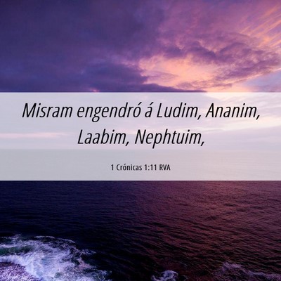Picture 06 - 1 Crónicas 1:11 RVA - Misram engendró á Ludim, Ananim, Laabim, - Bible Verse Picture