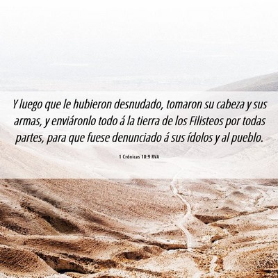 Picture 06 - 1 Crónicas 10:9 RVA - Y luego que le hubieron desnudado, tomaron su - Bible Verse Picture