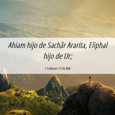 Picture 06 - 1 Crónicas 11:35 RVA - Ahiam hijo de Sachâr Ararita, Eliphal hijo de - Bible Verse Picture