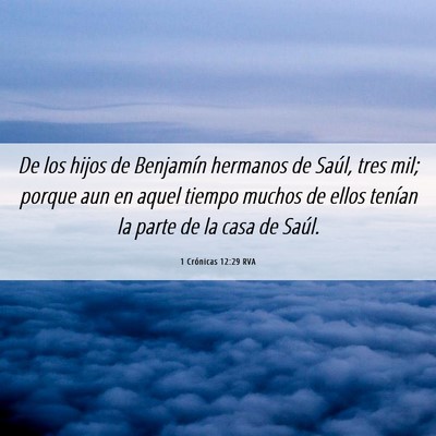 Picture 06 - 1 Crónicas 12:29 RVA - De los hijos de Benjamín hermanos de Saúl, tres - Bible Verse Picture