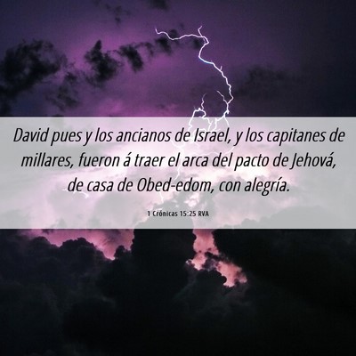 Picture 06 - 1 Crónicas 15:25 RVA - David pues y los ancianos de Israel, y los - Bible Verse Picture