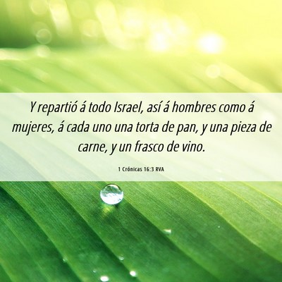 Picture 06 - 1 Crónicas 16:3 RVA - Y repartió á todo Israel, así á hombres como - Bible Verse Picture