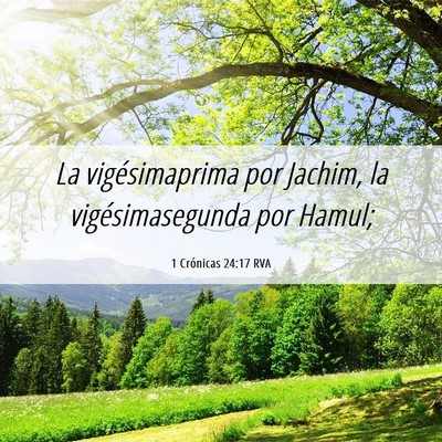 Picture 06 - 1 Crónicas 24:17 RVA - La vigésimaprima por Jachim, la vigésimasegunda - Bible Verse Picture