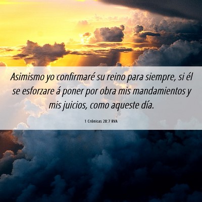 Picture 06 - 1 Crónicas 28:7 RVA - Asimismo yo confirmaré su reino para siempre, si - Bible Verse Picture