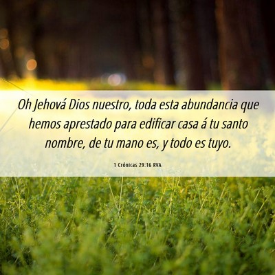 Picture 06 - 1 Crónicas 29:16 RVA - Oh Jehová Dios nuestro, toda esta abundancia que - Bible Verse Picture