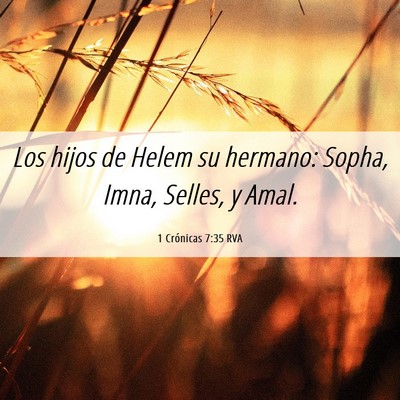 Picture 06 - 1 Crónicas 7:35 RVA - Los hijos de Helem su hermano: Sopha, Imna, - Bible Verse Picture