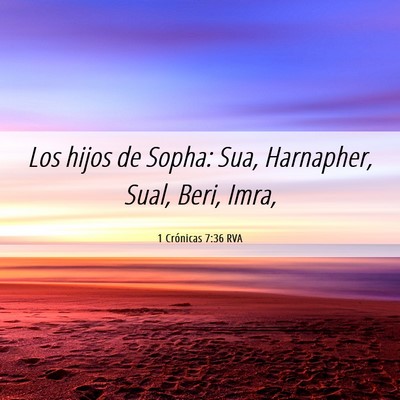 Picture 06 - 1 Crónicas 7:36 RVA - Los hijos de Sopha: Sua, Harnapher, Sual, Beri, - Bible Verse Picture