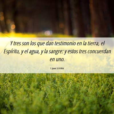 Picture 06 - 1 Juan 5:8 RVA - Y tres son los que dan testimonio en la tierra, - Bible Verse Picture
