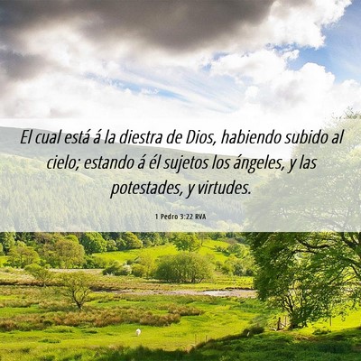 Picture 06 - 1 Pedro 3:22 RVA - El cual está á la diestra de Dios, habiendo - Bible Verse Picture