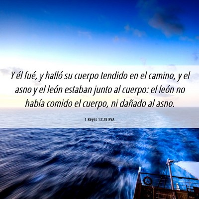 Picture 06 - 1 Reyes 13:28 RVA - Y él fué, y halló su cuerpo tendido en el - Bible Verse Picture