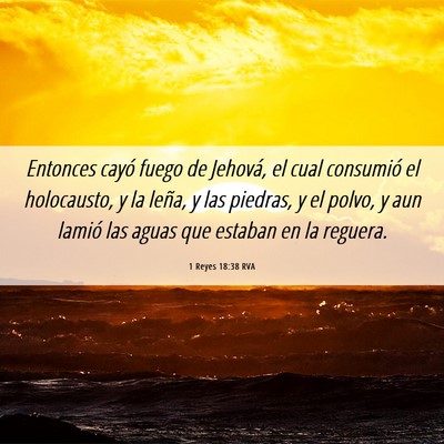 Picture 06 - 1 Reyes 18:38 RVA - Entonces cayó fuego de Jehová, el cual - Bible Verse Picture