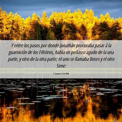 Picture 06 - 1 Samuel 14:4 RVA - Y entre los pasos por donde Jonathán procuraba - Bible Verse Picture