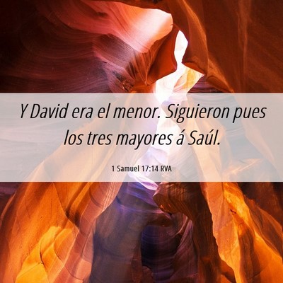 Picture 06 - 1 Samuel 17:14 RVA - Y David era el menor. Siguieron pues los tres - Bible Verse Picture