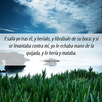 Picture 06 - 1 Samuel 17:35 RVA - Y salía yo tras él, y heríalo, y librábale de - Bible Verse Picture