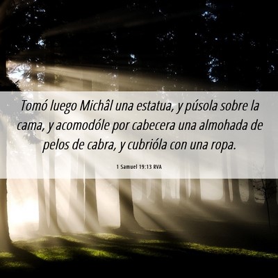 Picture 06 - 1 Samuel 19:13 RVA - Tomó luego Michâl una estatua, y púsola sobre - Bible Verse Picture