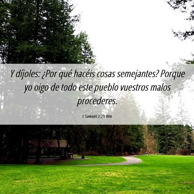 Picture 06 - 1 Samuel 2:23 RVA - Y díjoles: ¿Por qué hacéis cosas semejantes? - Bible Verse Picture
