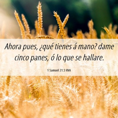Picture 06 - 1 Samuel 21:3 RVA - Ahora pues, ¿qué tienes á mano? dame cinco - Bible Verse Picture