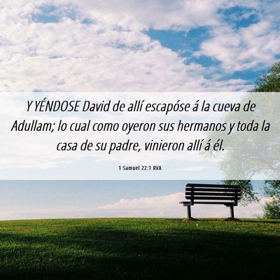 Picture 06 - 1 Samuel 22:1 RVA - Y YÉNDOSE David de allí escapóse á la cueva - Bible Verse Picture