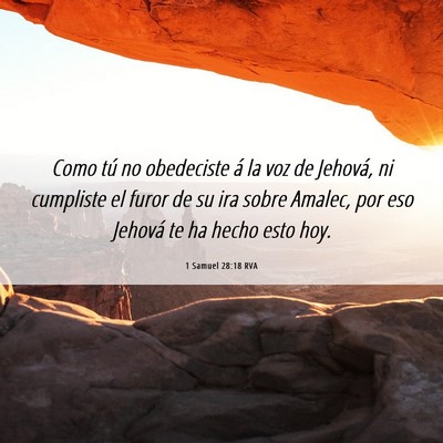 Picture 06 - 1 Samuel 28:18 RVA - Como tú no obedeciste á la voz de Jehová, ni - Bible Verse Picture