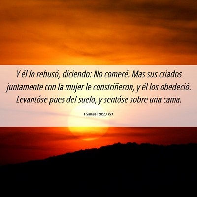 Picture 06 - 1 Samuel 28:23 RVA - Y él lo rehusó, diciendo: No comeré. Mas sus - Bible Verse Picture