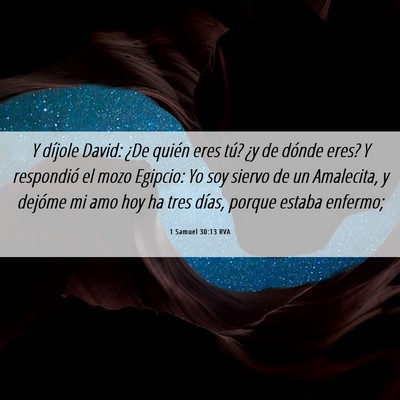 Picture 06 - 1 Samuel 30:13 RVA - Y díjole David: ¿De quién eres tú? ¿y de - Bible Verse Picture