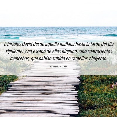 Picture 06 - 1 Samuel 30:17 RVA - E hiriólos David desde aquella mañana hasta la - Bible Verse Picture