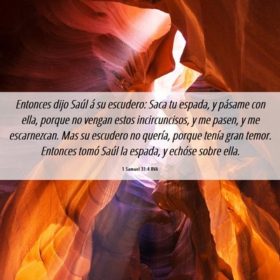 Picture 06 - 1 Samuel 31:4 RVA - Entonces dijo Saúl á su escudero: Saca tu - Bible Verse Picture
