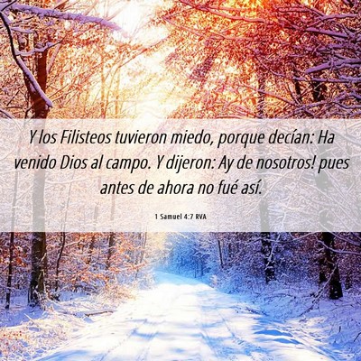Picture 06 - 1 Samuel 4:7 RVA - Y los Filisteos tuvieron miedo, porque decían: - Bible Verse Picture