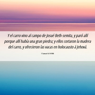 Picture 06 - 1 Samuel 6:14 RVA - Y el carro vino al campo de Josué Beth-semita, y - Bible Verse Picture