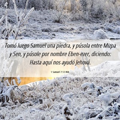 Picture 06 - 1 Samuel 7:12 RVA - Tomó luego Samuel una piedra, y púsola entre - Bible Verse Picture