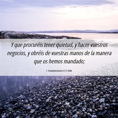 Picture 06 - 1 Tesalonicenses 4:11 RVA - Y que procuréis tener quietud, y hacer vuestros - Bible Verse Picture
