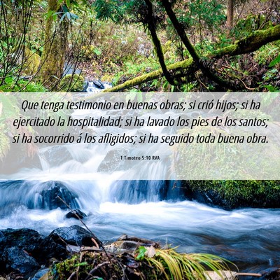 Picture 06 - 1 Timoteo 5:10 RVA - Que tenga testimonio en buenas obras; si crió - Bible Verse Picture