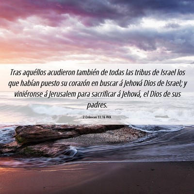 Picture 06 - 2 Crónicas 11:16 RVA - Tras aquéllos acudieron también de todas las - Bible Verse Picture