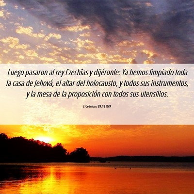 Picture 06 - 2 Crónicas 29:18 RVA - Luego pasaron al rey Ezechîas y dijéronle: Ya - Bible Verse Picture