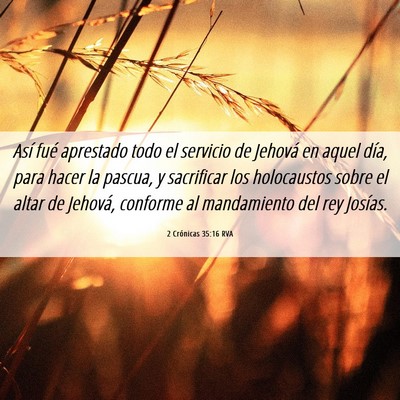 Picture 06 - 2 Crónicas 35:16 RVA - Así fué aprestado todo el servicio de Jehová - Bible Verse Picture