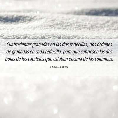 Picture 06 - 2 Crónicas 4:13 RVA - Cuatrocientas granadas en las dos redecillas, dos - Bible Verse Picture