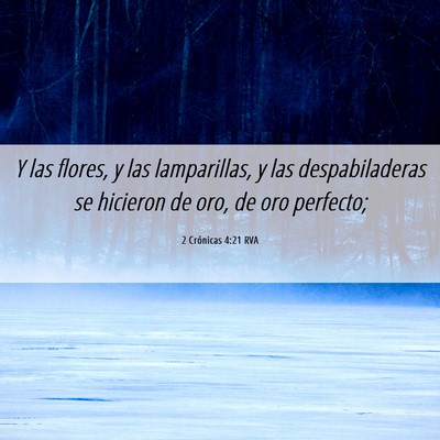 Picture 06 - 2 Crónicas 4:21 RVA - Y las flores, y las lamparillas, y las - Bible Verse Picture