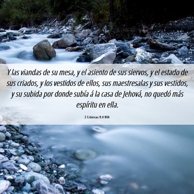 Picture 06 - 2 Crónicas 9:4 RVA - Y las viandas de su mesa, y el asiento de sus - Bible Verse Picture