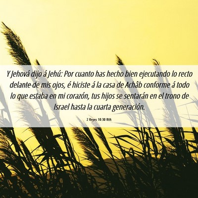 Picture 06 - 2 Reyes 10:30 RVA - Y Jehová dijo á Jehú: Por cuanto has hecho - Bible Verse Picture