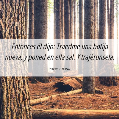 Picture 06 - 2 Reyes 2:20 RVA - Entonces él dijo: Traedme una botija nueva, y - Bible Verse Picture