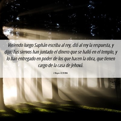 Picture 06 - 2 Reyes 22:9 RVA - Viniendo luego Saphán escriba al rey, dió al - Bible Verse Picture