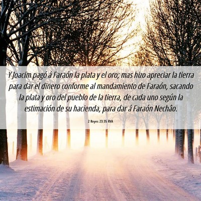 Picture 06 - 2 Reyes 23:35 RVA - Y Joacim pagó á Faraón la plata y el oro; mas - Bible Verse Picture