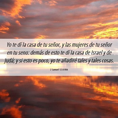 Picture 06 - 2 Samuel 12:8 RVA - Yo te dí la casa de tu señor, y las mujeres de - Bible Verse Picture