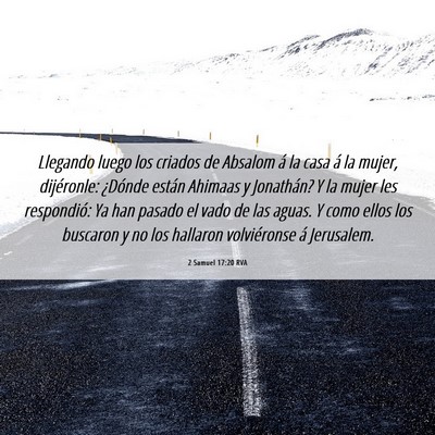 Picture 06 - 2 Samuel 17:20 RVA - Llegando luego los criados de Absalom á la casa - Bible Verse Picture